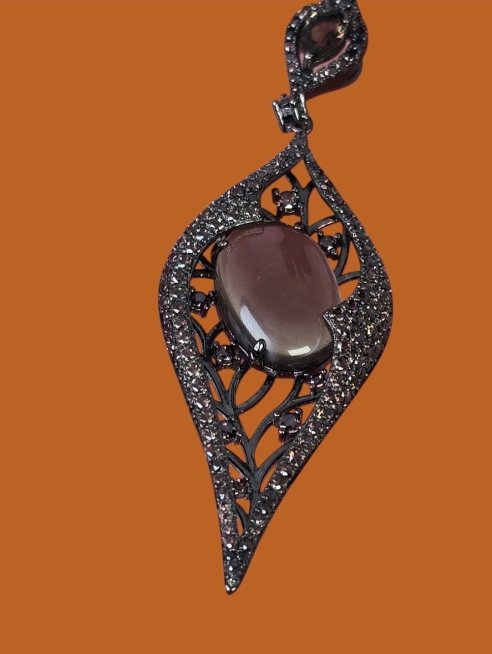 Natural Smoky Quartz 925 Sterling Sliver Large Pendant